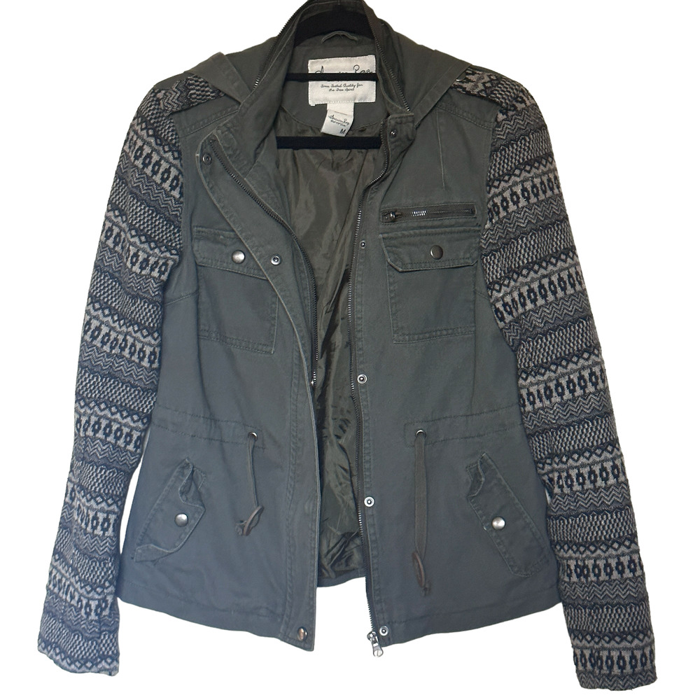 AMERICAN RAG Woman's Aztec Bomber Jacket Khaki Medium